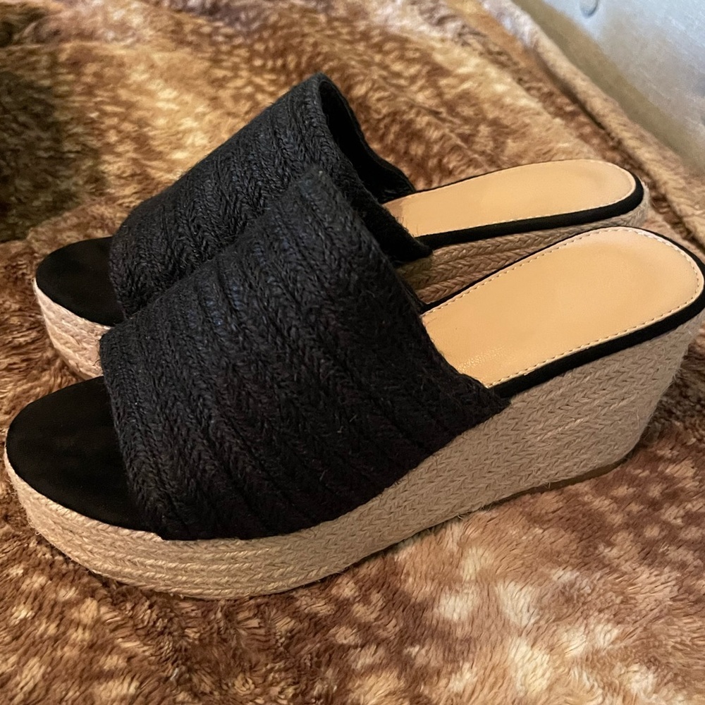 Size 7.5 mule wedge heels